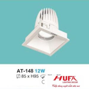 Đèn âm trần chiếu điểm vuông Ø85 x H95, khoét lỗ: Ø75 x 75 - 12W vỏ trắng