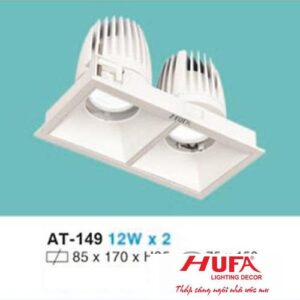 Đèn âm trần chiếu điểm vuông Ø85 x 170 x H95, khoét lỗ: Ø75 x 150 - 12W x 2 vỏ trắng