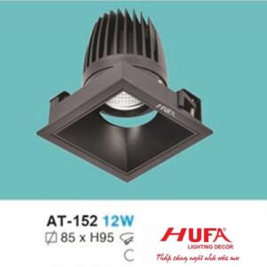 Đèn âm trần chiếu điểm vuông Ø85 x H95, khoét lỗ: Ø75 x 75 - 12W vỏ đen