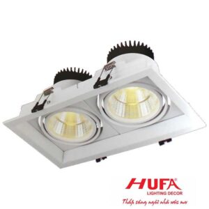 Đèn downlight âm trần hợp kim nhôm cao cấp trắng vuông Ø220*H100-2*10W, khoét lỗ 115*215