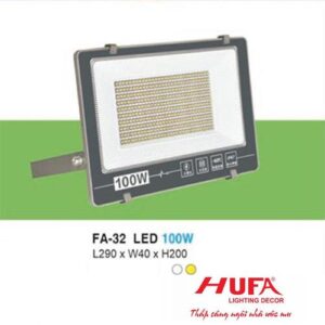 Đèn pha led 100W - L290*W40*H200, ánh sáng trắng, vàng