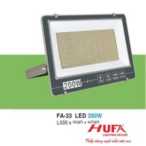 Đèn pha led 200W - L335*W40*H240, ánh sáng trắng, vàng