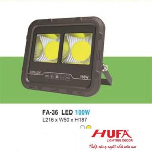 Đèn pha led 100W - L216*W50*H187, ánh sáng trắng, vàng