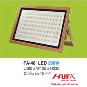 Đèn pha led 200W - L460*W135*H330, ánh sáng trắng, vàng, chiếu xa 15 mét