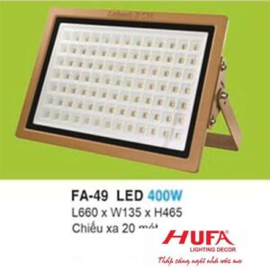 Đèn pha led 400W - L660*W135*H465, ánh sáng trắng, vàng, chiếu xa 20 mét