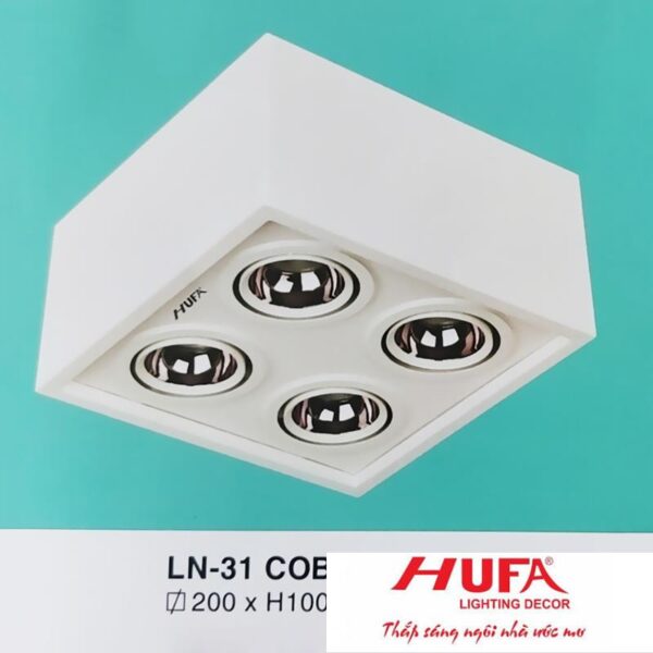 Đèn downlight ốp nổi led COB Ø200*H100-10W*4, vỏ màu trắng