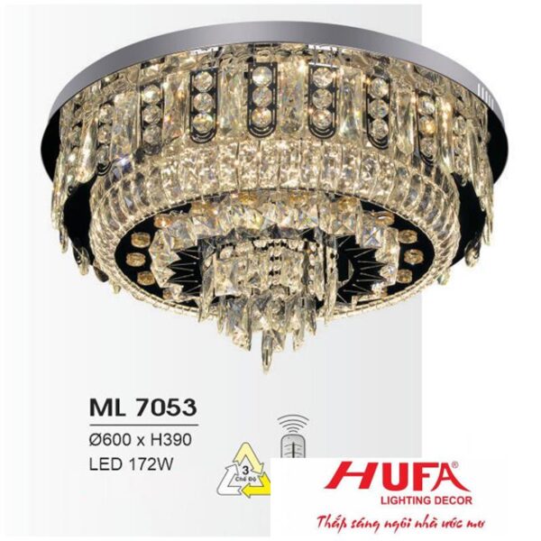 Đèn mâm led trang trí Hufa Ø600*H390 - LED 172W, ánh sáng 3 chế độ