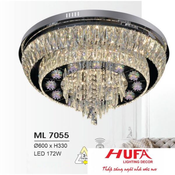 Đèn mâm led trang trí Hufa Ø600*H330 - LED 172W, ánh sáng 3 chế độ