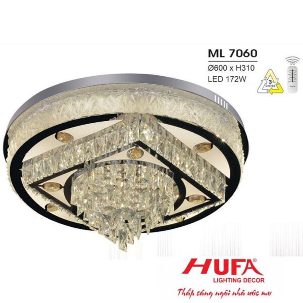 Đèn mâm led trang trí Hufa Ø600*H310 - LED 172W, ánh sáng 3 chế độ