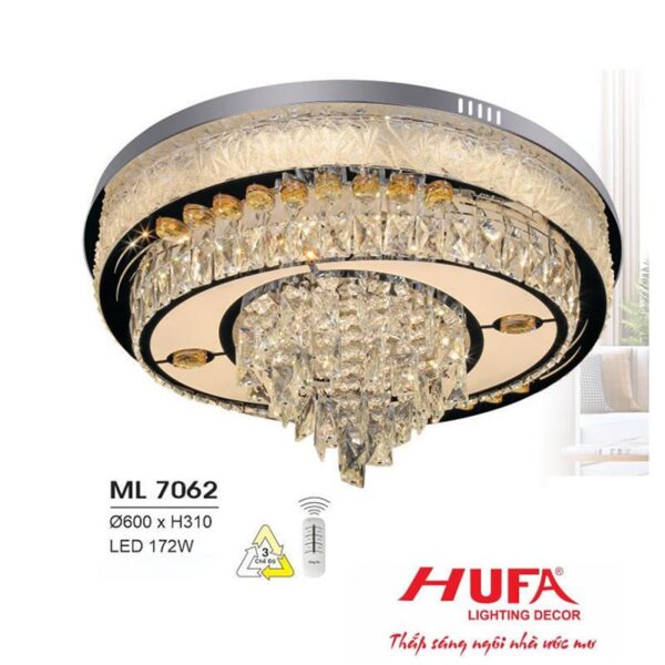 Đèn mâm led trang trí Hufa Ø600*H310 - LED 172W, ánh sáng 3 chế độ