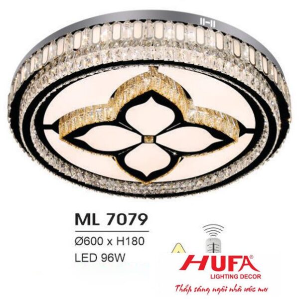 Đèn mâm led trang trí Hufa Ø600*H180 - LED 96W, ánh sáng 3 chế độ