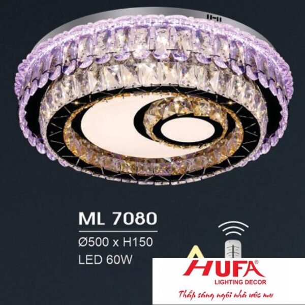 Đèn mâm led trang trí Hufa Ø500*H150 - LED 60W, ánh sáng 3 chế độ