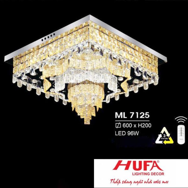 Đèn mâm vuông led trang trí Hufa Ø600*H200 - LED 96W, ánh sáng 3 chế độ