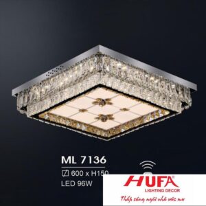 Đèn mâm vuông led trang trí Hufa Ø600*H150 - LED 96W, ánh sáng 3 chế độ