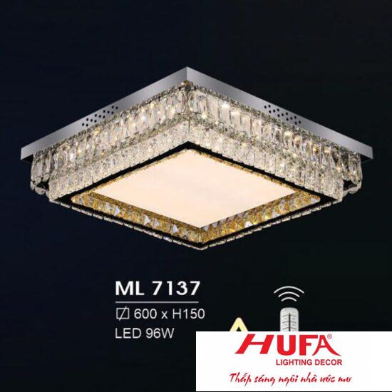 Đèn mâm vuông led trang trí Hufa Ø600*H150 - LED 96W, ánh sáng 3 chế độ