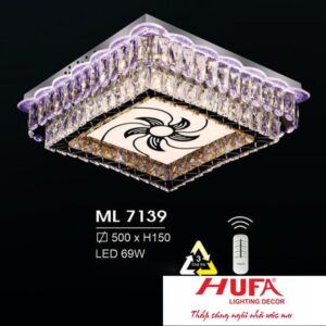 Đèn mâm vuông led trang trí Hufa Ø500*H150 - LED 69W, ánh sáng 3 chế độ