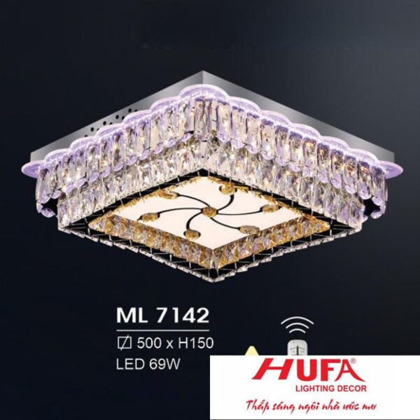 Đèn mâm vuông led trang trí Hufa Ø500*H150 - LED 69W, ánh sáng 3 chế độ