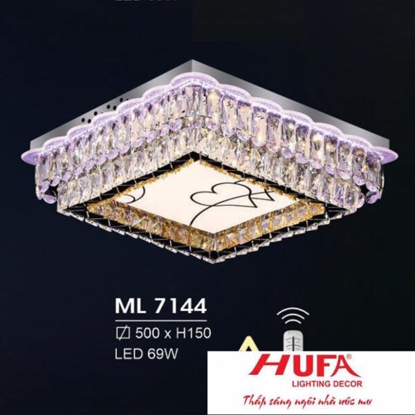 Đèn mâm vuông led trang trí Hufa Ø500*H150 - LED 69W, ánh sáng 3 chế độ