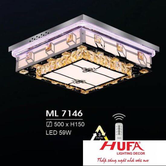 Đèn mâm vuông led trang trí Hufa Ø500*H150 - LED 59W, ánh sáng 3 chế độ