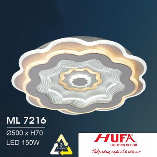Đèn mâm led trang trí Hufa Ø500*H70 - LED 150W, ánh sáng 3 chế độ