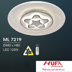 Đèn mâm led trang trí Hufa Ø480*H80 - LED 120W, ánh sáng 3 chế độ