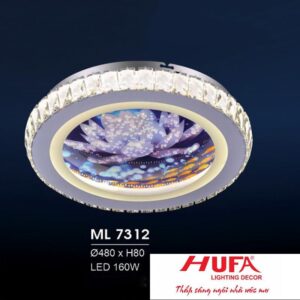 Đèn mâm led trang trí Hufa Ø480*H80 - LED 160W, ánh sáng 3 chế độ