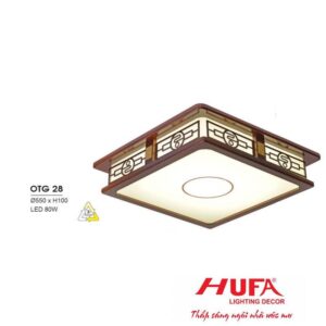 Đèn ốp trần gỗ Hufa Ø550*H100 - LED 80W, ánh sáng 3 chế độ