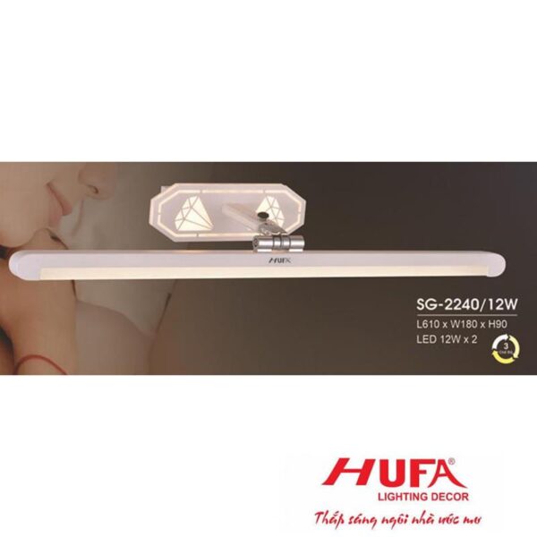 Đèn soi gương Hufa L610*W180*H90, 12W*2, 3 màu ánh sáng