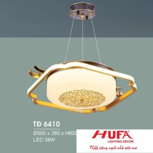 Đèn treo đồng Ø500*380*H600 - LED 38W, ánh sáng 3 chế độ