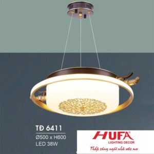 Đèn treo đồng Ø500*H600 - LED 38W, ánh sáng 3 chế độ