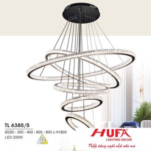 Đèn treo led trang trí Ø250-300-400-600-800*H1800 - LED 200W, ánh sáng 3 chế độ