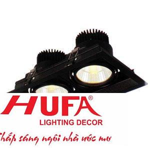 Đèn downlight âm trần hợp kim nhôm cao cấp đen vuông Ø220*H100-2*10W, khoét lỗ 115*215