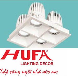 Đèn âm trần chiếu điểm vuông Ø170 x 170 x H95, khoét lỗ: Ø150 x 150 - 12W x 4 vỏ trắng