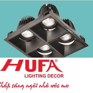 Đèn âm trần chiếu điểm vuông Ø170 x 170 x H95, khoét lỗ: Ø150 x 150 - 12W x 4 vỏ đen