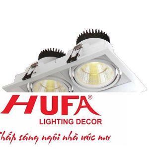 Đèn downlight âm trần hợp kim nhôm cao cấp trắng vuông Ø220*H100-2*10W, khoét lỗ 115*215