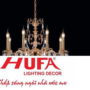 Đèn chùm đồng Hufa Ø760*H800+450, E14*8, Pha lê K9 - Khoen Đồng