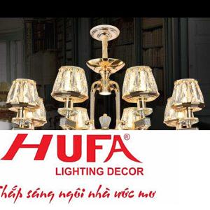 Đèn Chùm Nến Chao Thủy Tinh K9 Ø820*H460+400, E14*8