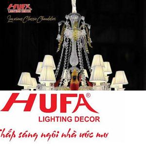 Đèn Chùm Nến Ø1100*H1200, E14*15 + Chao Vải + Thủy Tinh thủ công