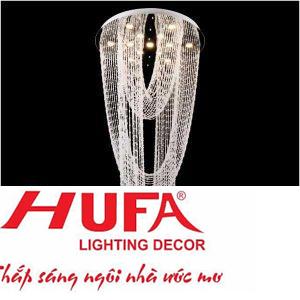 Đèn treo trần pha lê Ø800*H1800, LED 65W, ánh sáng vàng