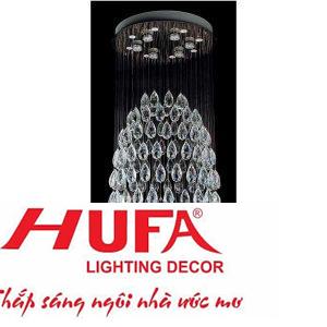 Đèn treo trần Ø500*H1500, LED 76W, ánh sáng vàng, 173 hạt pha lê