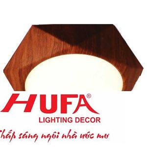 Đèn downlight ốp nổi hợp kim nhôm cao cấp 24W vỏ màu gỗ lục giác Ø310*H40, 3 chế độ ánh sáng