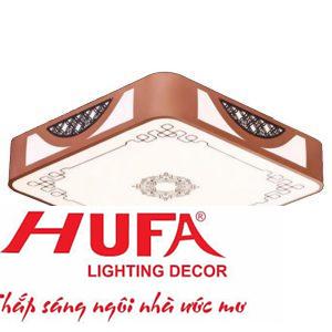 Đèn Ốp Trần Vuông Gỗ Led 80W, Ø500*H100