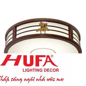 Đèn ốp trần gỗ Hufa Ø520*H100 - LED 80W, ánh sáng 3 chế độ