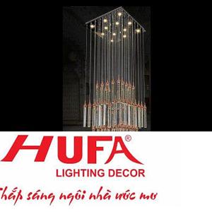 Đèn thả thủy tinh K9 Ø750*H2500 LED 25W*12, 3 chế độ ánh sáng